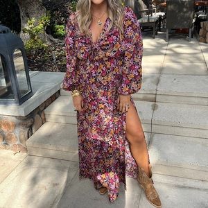 DESIRAE LONG SLEEVE MAXI DRESS - FORBIDDEN